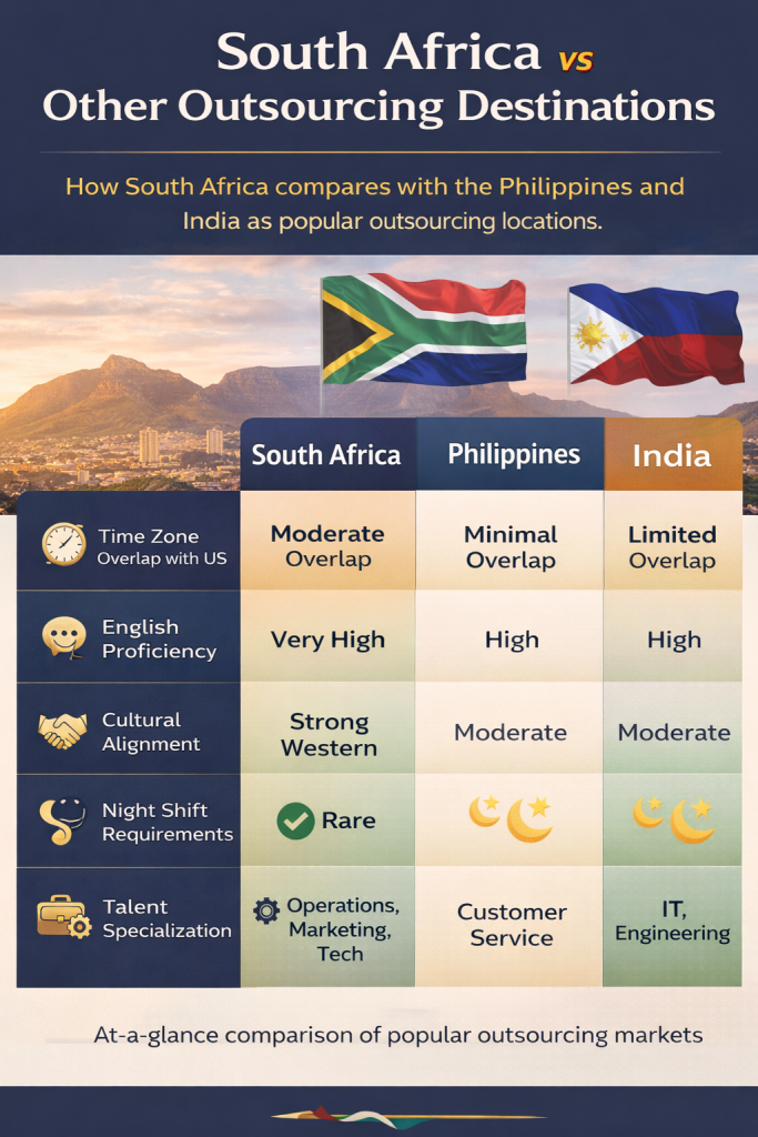 South Africa Vs Other Outsourcing Destinations And South African Virtual Assistant Time Zones For US Clients