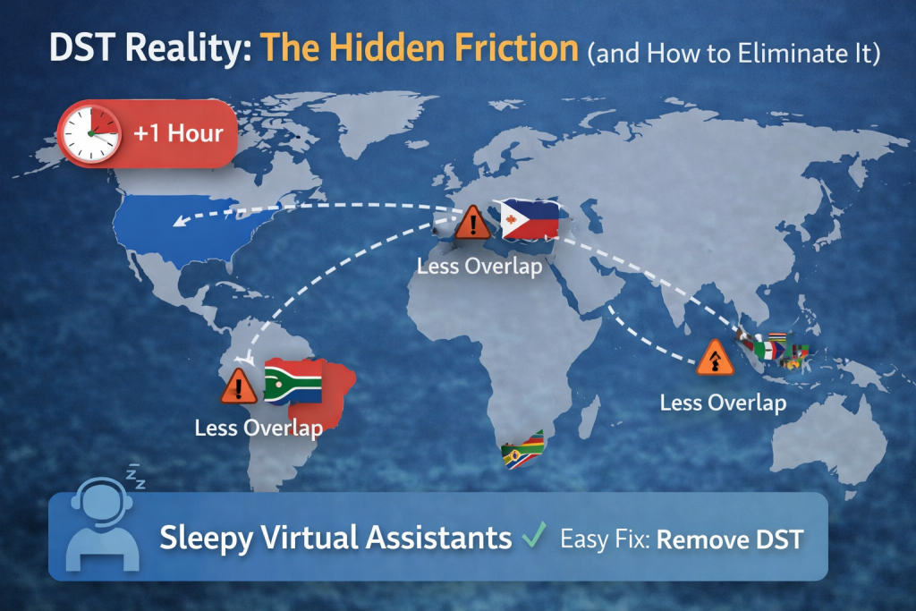 South African Virtual Assistant Time Zones For US Clients And DST Reality